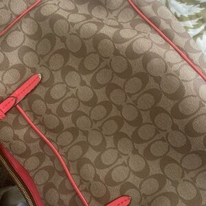 Coach Brown and Pink Signature Shoulder Bag
